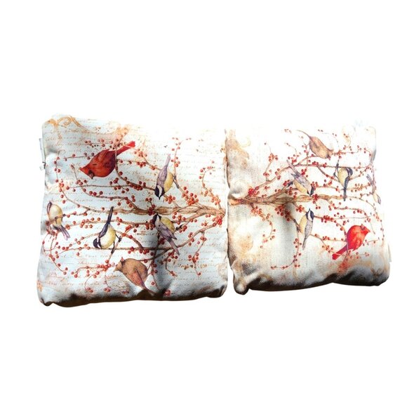 Throw Pillows Set Of 2 Birds tree leaves Tim Coffey cottagecore nature cardinal - Picture 2 of 7